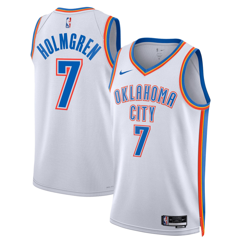 Oklahoma City Thunder Nike Association Edition Swingman Jersey - White - Chet Holmgren - Unisex
