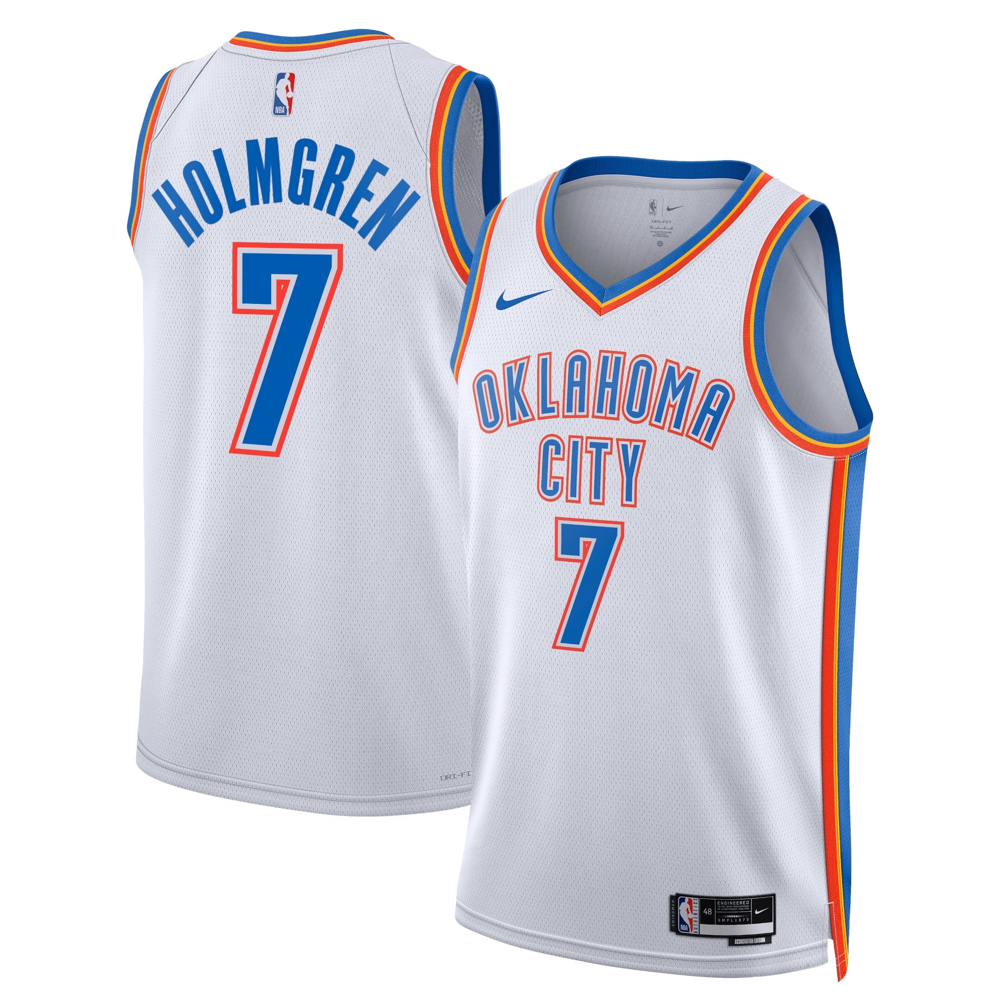 Oklahoma City Thunder Nike Association Edition Swingman Jersey - White - Chet Holmgren - Unisex
