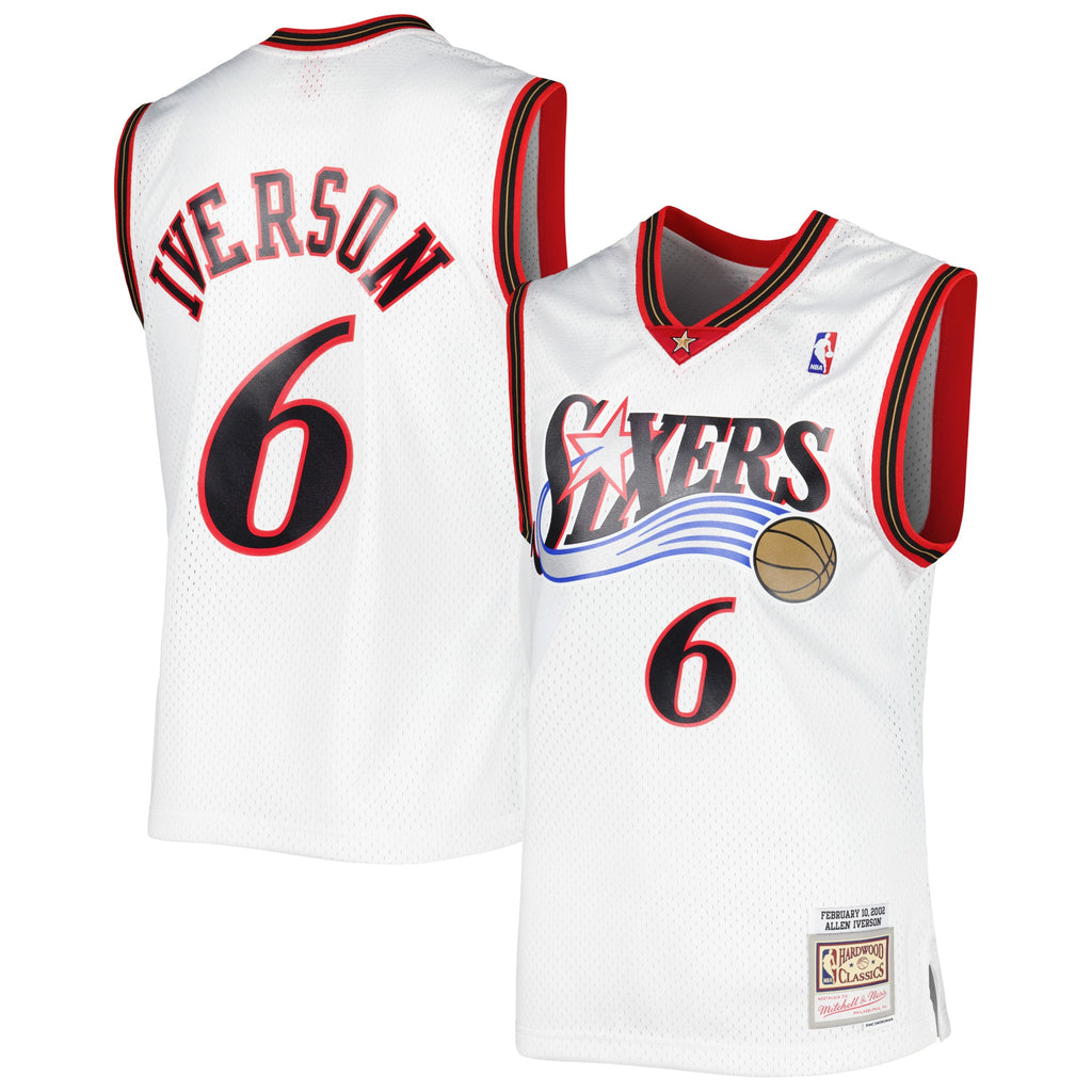 Men's Mitchell & Ness Allen Iverson White Philadelphia 76ers 2002/03 Hardwood Classics Swingman Jersey