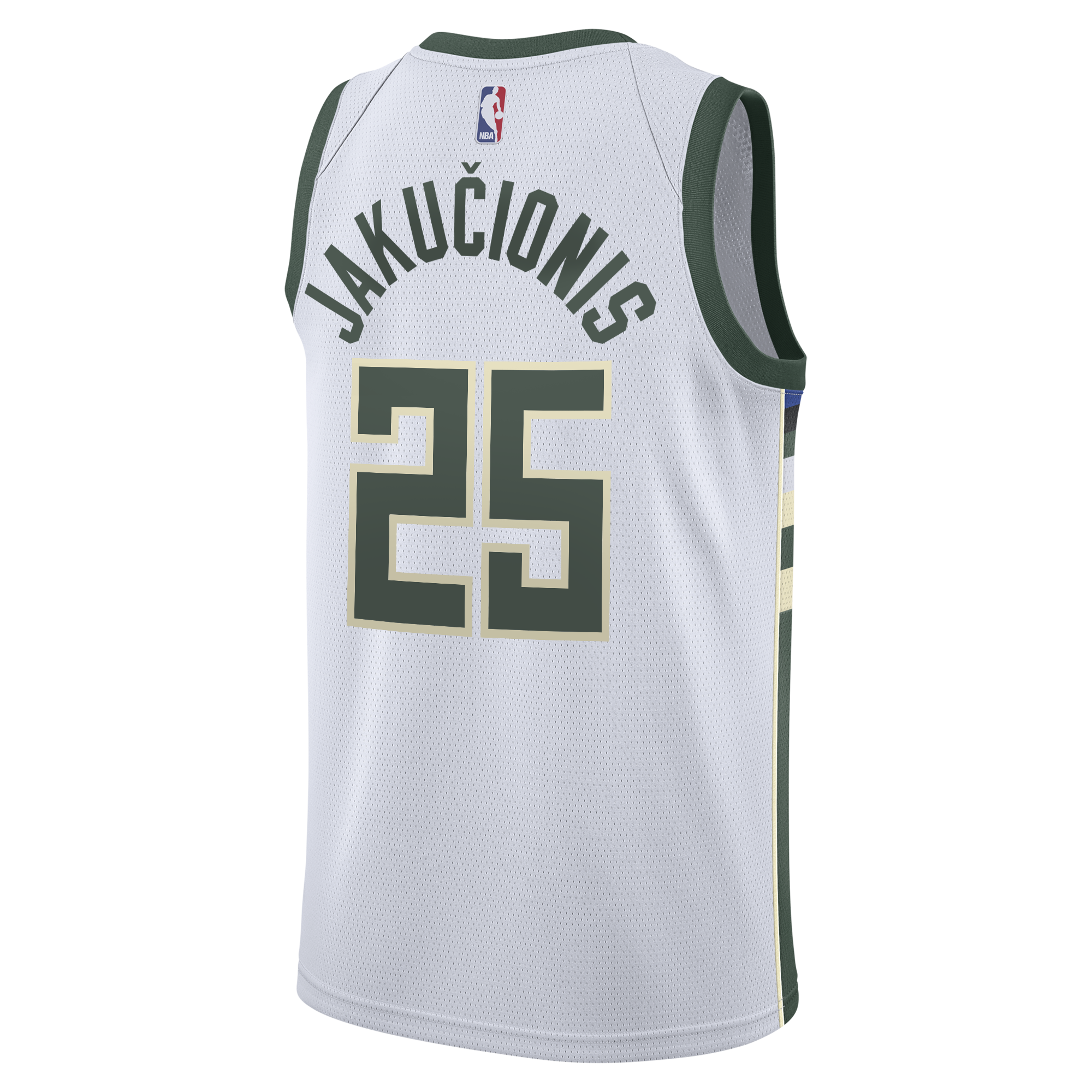 Milwaukee Bucks Nike Association Edition Swingman Jersey - White - Kasparas Jakučionis - Youth