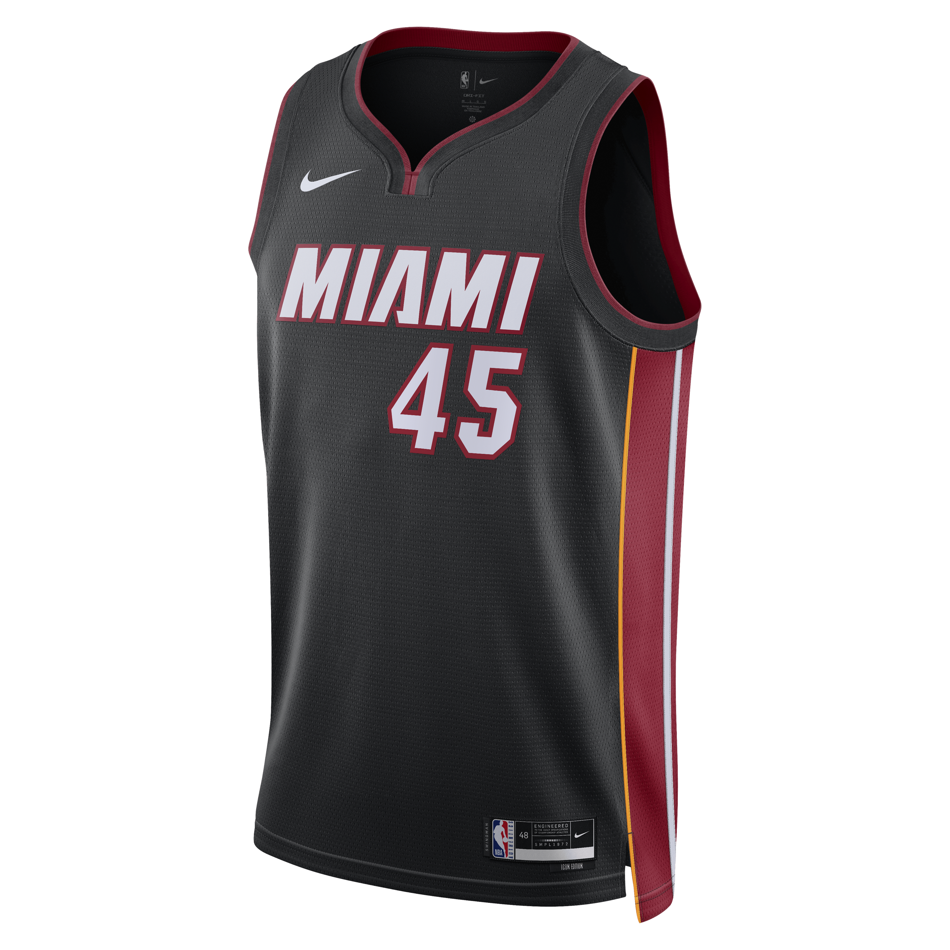 Miami Heat Nike Icon Edition Swingman Jersey - Black - Davion Mitchell - Unisex