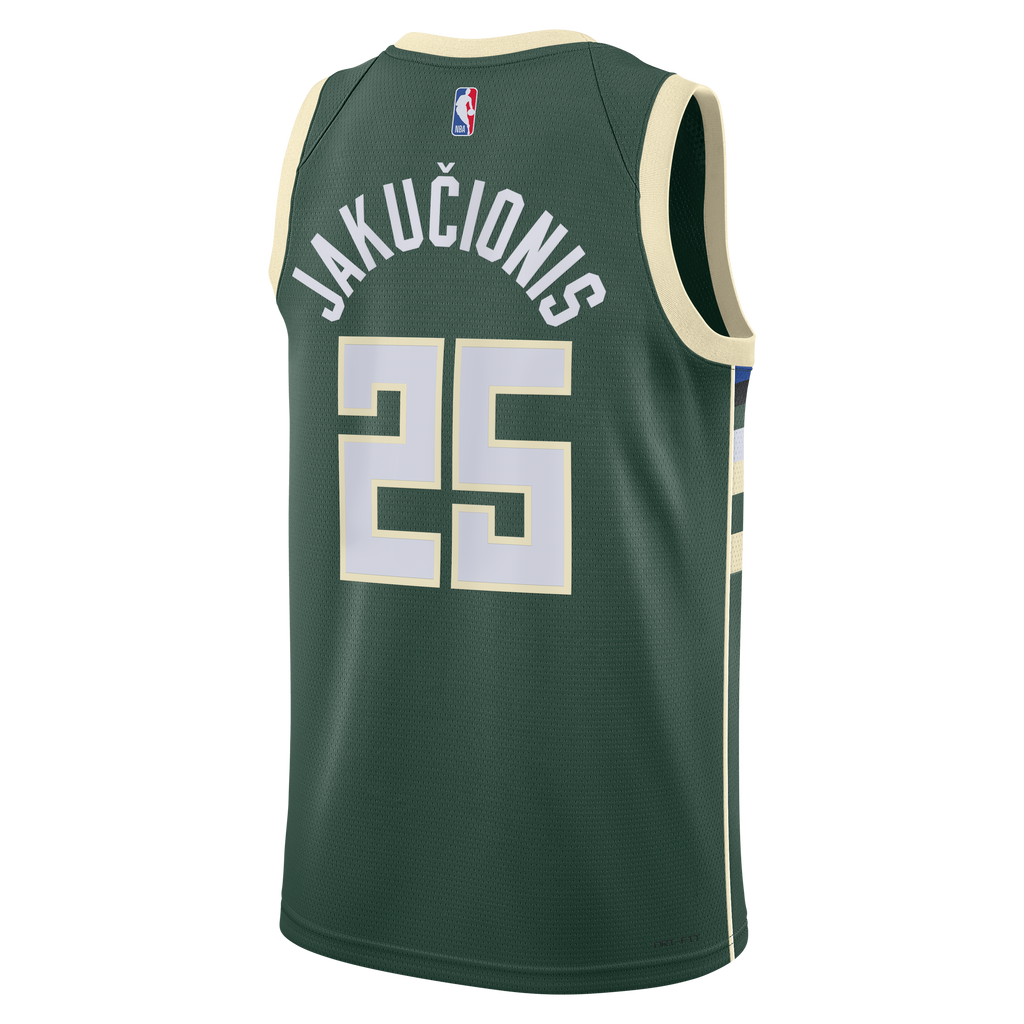 Milwaukee Bucks Nike Icon Edition Swingman Jersey - White - Kasparas Jakučionis - Unisex