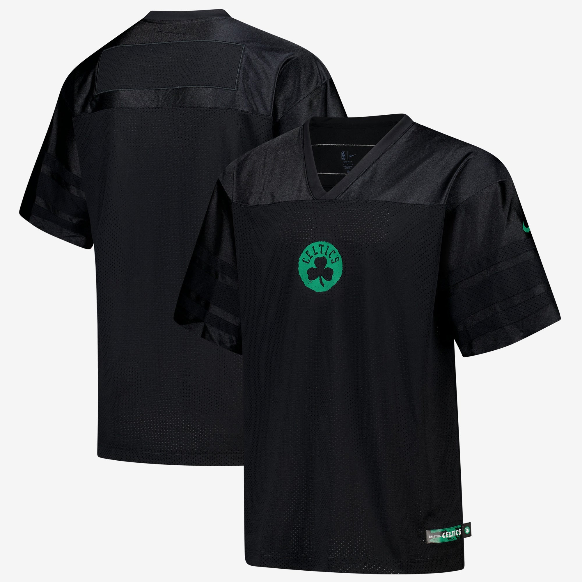 Boston Celtics Nike Courtside Football Jersey - Black - Mens