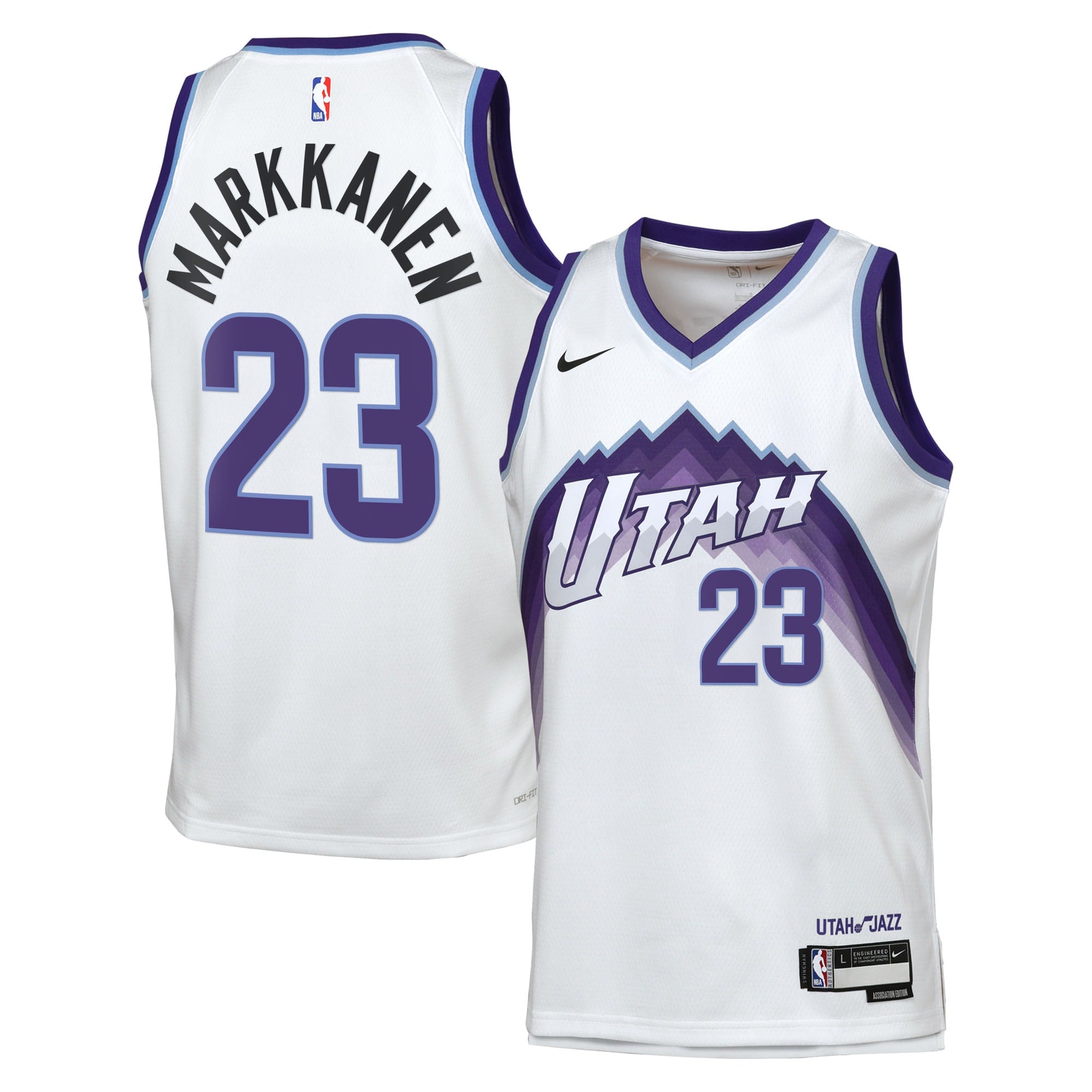 Utah Jazz Nike Replica Association Edition Swingman Jersey - White - Lauri Markkanen - Youth