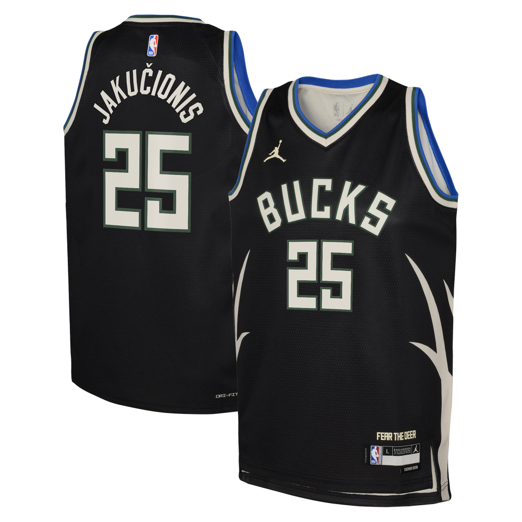 Milwaukee Bucks Jordan Brand Statement Edition Swingman Jersey - Hunter Green - Kasparas Jakučionis - Youth